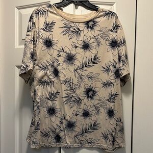 Floral Print Beige and Black Women's Top